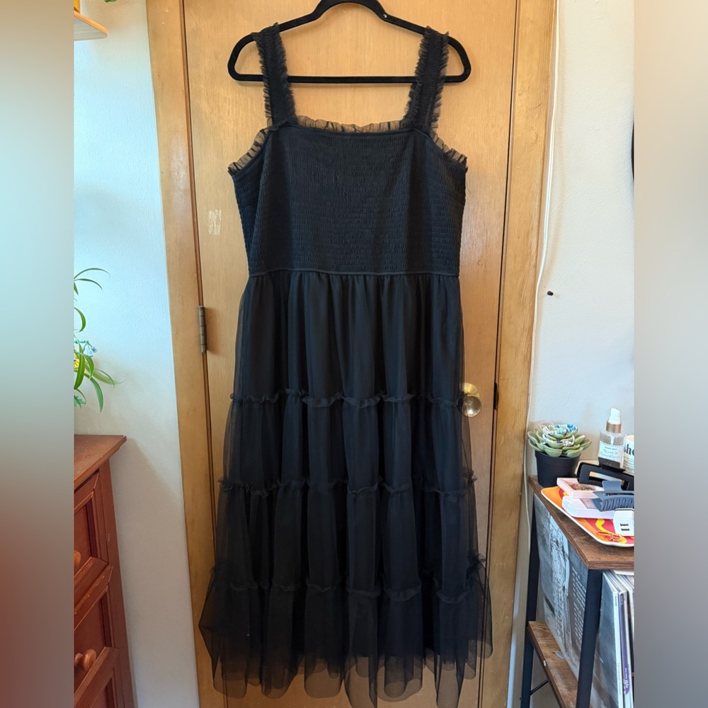 BTFBM Black Mesh Midi Dress